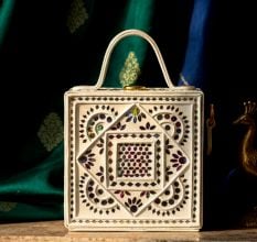 Mini Mandala Lippan Art Handcrafted Square Sling Bag